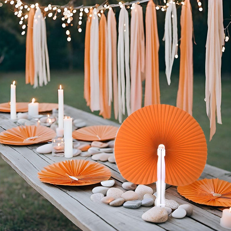 Bestage 24 Pieces Decorative Paper Folding Hand Fans Handheld,Multicolor Round Wedding Foldable Fans Chinese and Japanese Fans Bulk for Bridal Guest Church Party Favors Dancing Birthday DIY - Image 5